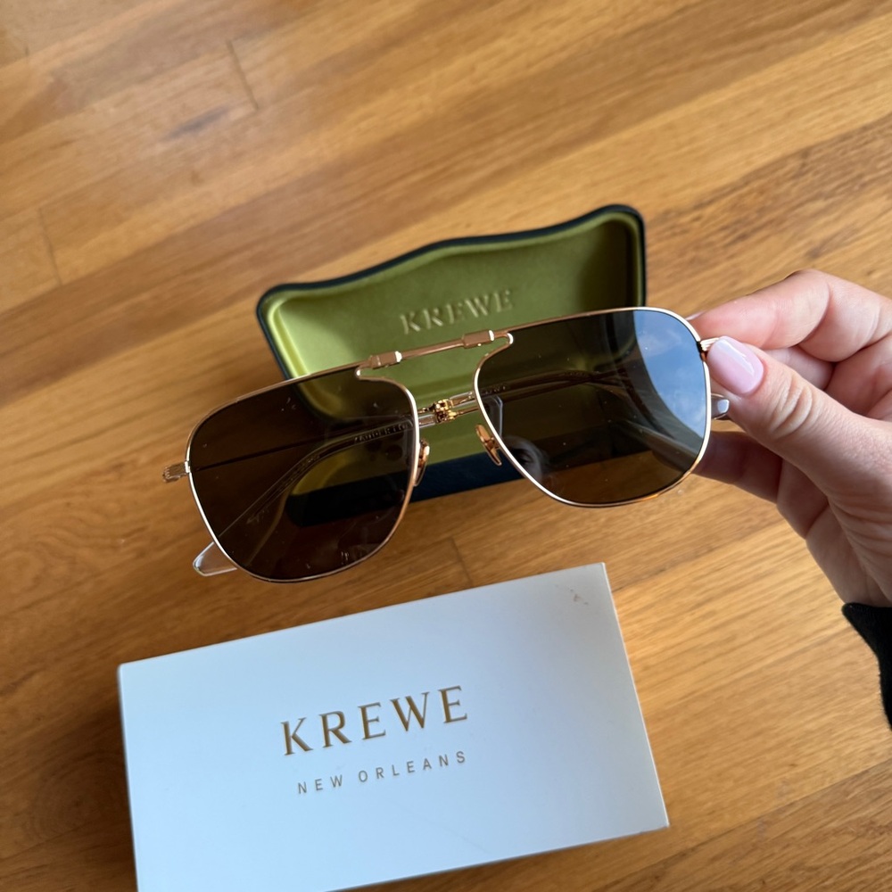 NEW KREWE Zander fold Gold Sunglasses